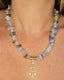 Natural Fluorite and Opalite adorned with Evil Eye Pendant