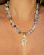 Natural Fluorite and Opalite adorned with Evil Eye Pendant