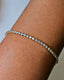 Half Tennis Zircon, Half Stainless Steel Paper Clip Chain Bracelet - White