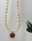 Natural Cultured Freshwater Pearls with Red Rainbow Jasper Heart Pendant