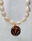 Natural Cultured Freshwater Pearls with Red Rainbow Jasper Heart Pendant